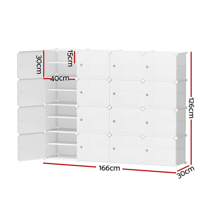 Artiss Shoe Box Rack DIY 16 Storage Cube Stackable White