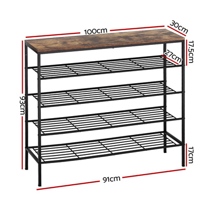 Artiss Shoe Rack 5-tier 25 Pairs Walnut Bob