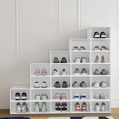 Artiss Shoe Box Rack DIY Set of 24 Stackable White Abel