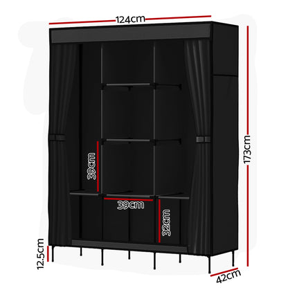 Artiss Large Portable Clothes Closet Wardrobe with Shelf Black