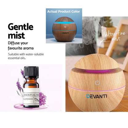 Devanti Aroma Diffuser Aromatherapy Dark Wood 130ml