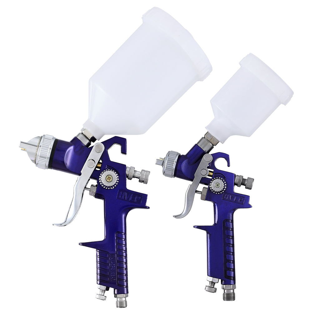 Giantz 2PC HVLP Air Spray Gun Gravity Feed Cup Nozzles Included