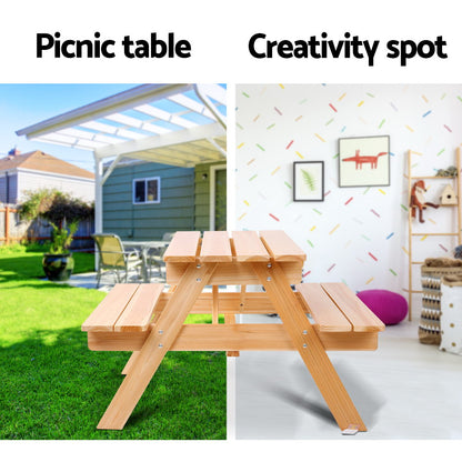 Keezi Kids Outdoor Table and Chairs Picnic Bench Set Children Wooden