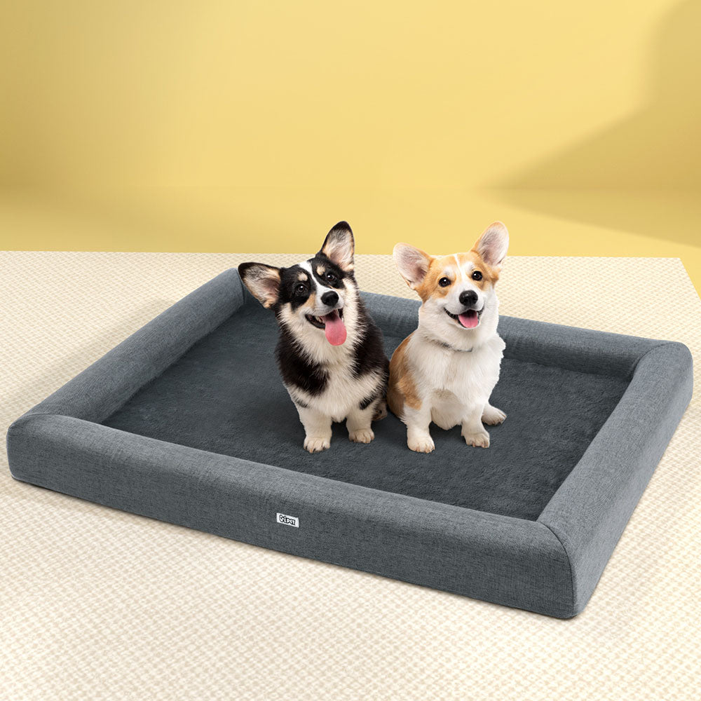 i.Pet Pet Bed Dog Cat Extra Large Calming Soft Sofa Cushion Egg Crate Washable Grey