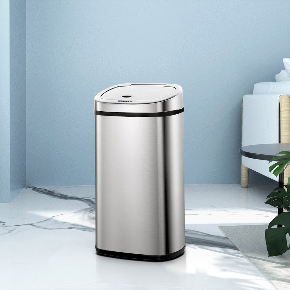 Devanti 50L Motion Sensor Bin Rubbish Automatic Silver