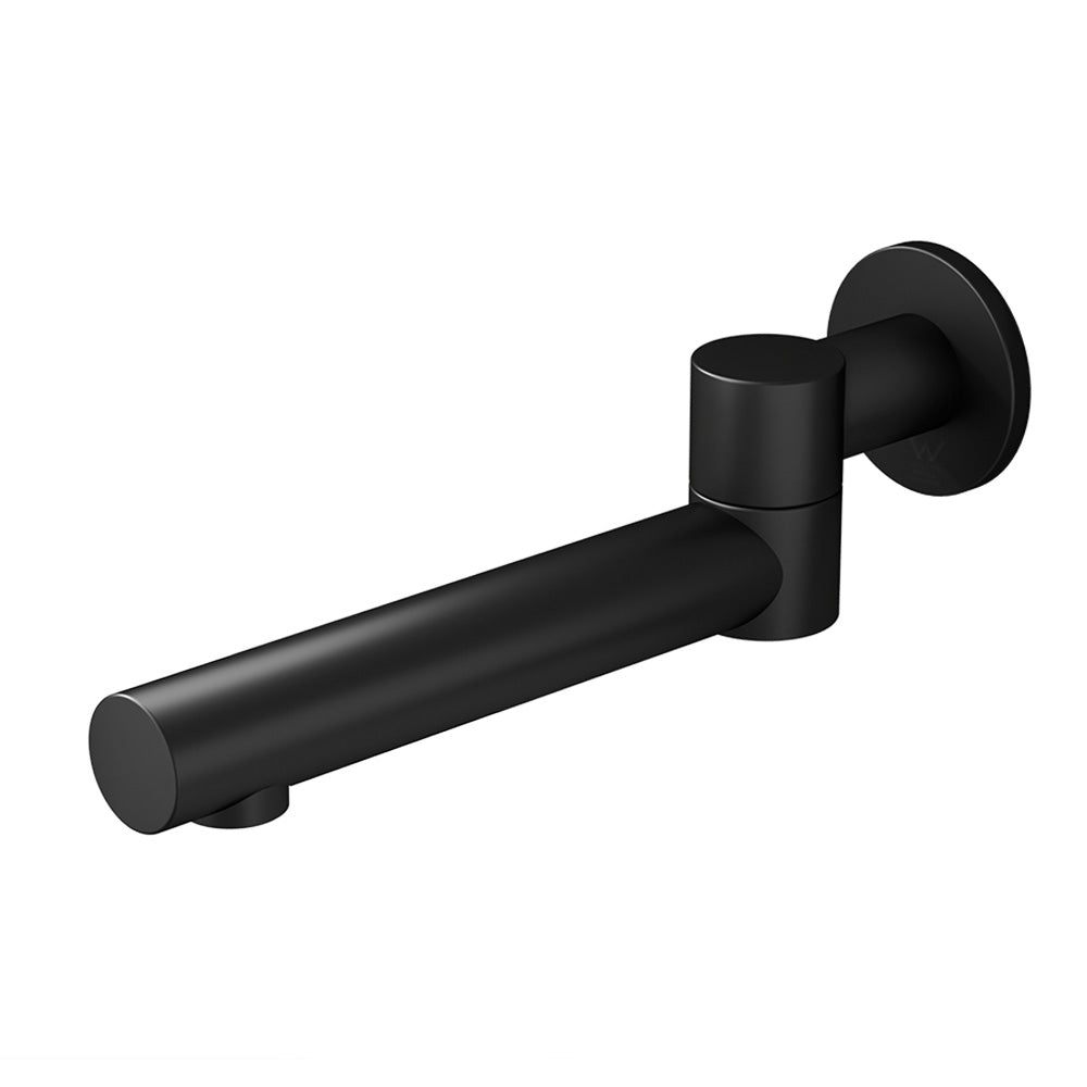 Cefito Bathroom Mixer Spout Wall Bath Tap Round Swivel Bathtub Black