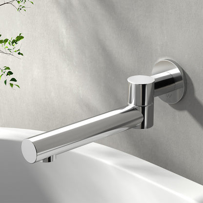 Cefito Bathroom Mixer Spout Wall Bath Tap Round Swivel Bathtub Chrome