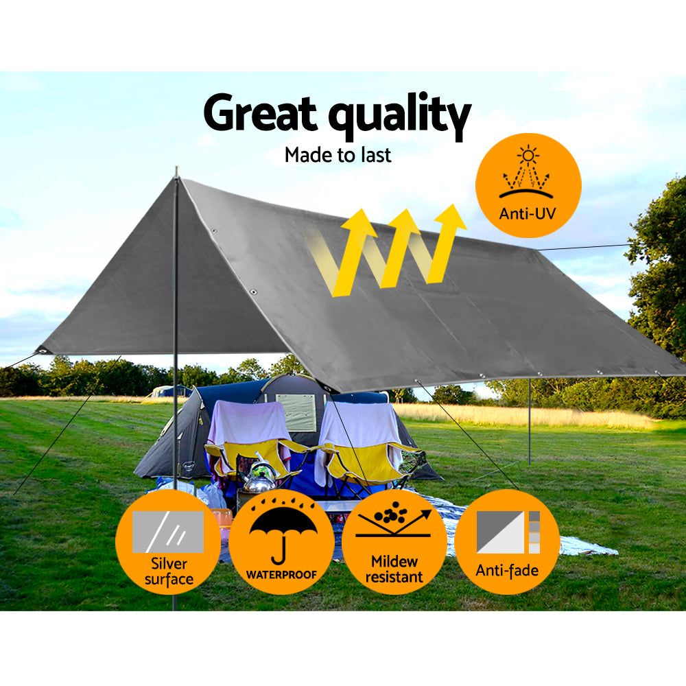 Instahut Tarp Tarpaulin 6x7.3m Canvas Camping Heavy Duty Sun Cover