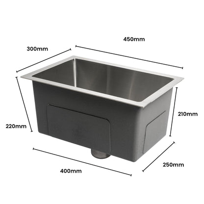 AMIRRA Kitchen Stainless Steel Sink 450mm x 300mm (Silver)