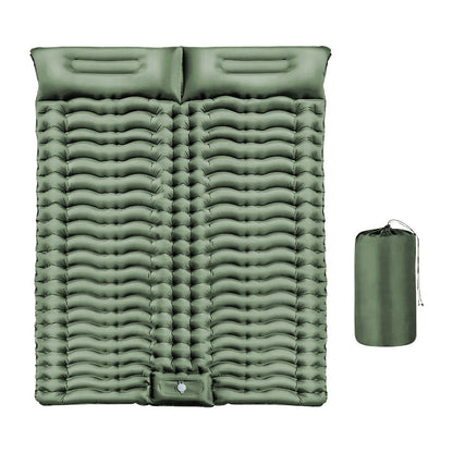 KILIROO Double Inflatable Camping Sleeping Pad with Pillow (Army Green)