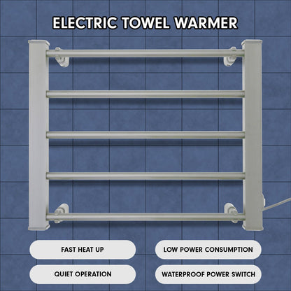 Pronti Heated Towel Rack Electric Bathroom Towel Rails Warmer Ev-90- Silver