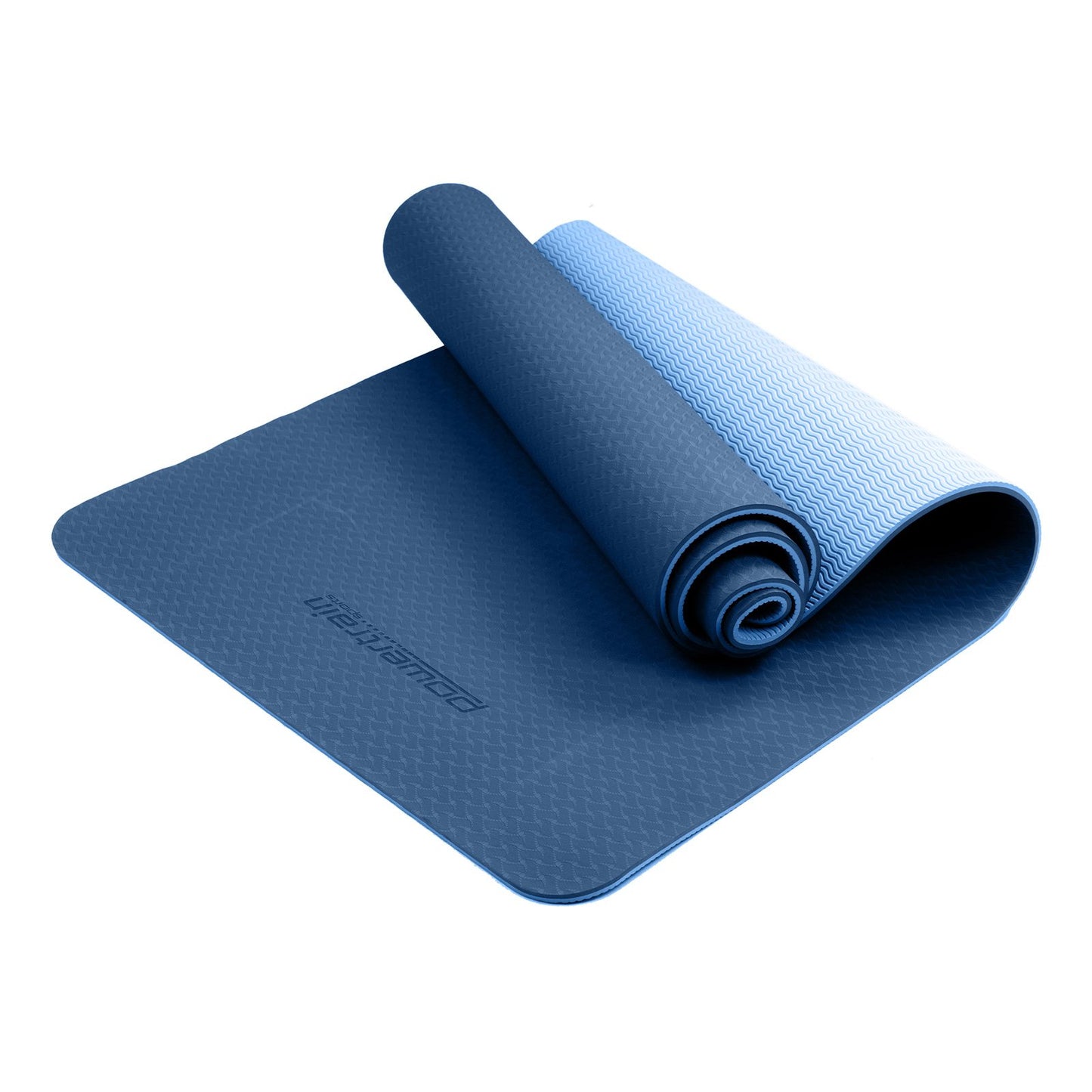 Powertrain Dual Layer 8mm Yoga Mat | Dark Blue | Non-slip Surface And Carry Strap For Ultimate Comfort And Portability