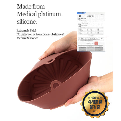 Airfryer Reusable Silicone Pot Small Brown Nonstick Nontoxic