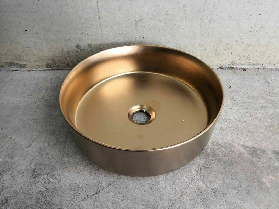 2023 Matte Black matte white matte Pink Green Gold Copper Round 360 mm Dia top counter basin porcelain sink