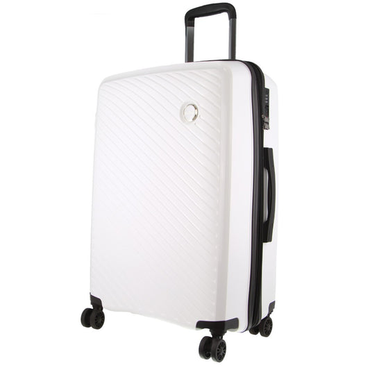 Pierre Cardin Inspired Milleni Checked Luggage Bag Travel Carry On Suitcase 65cm (82.5L) - White