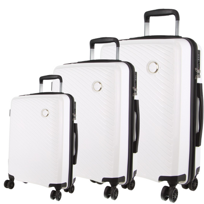 Milleni Hardshell 3-Piece Luggage Bag Travel Carry On Suitcase - White