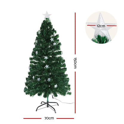 Jingle Jollys 1.5m Christmas Tree Optic Fibre LED Xmas tree Multi Colour