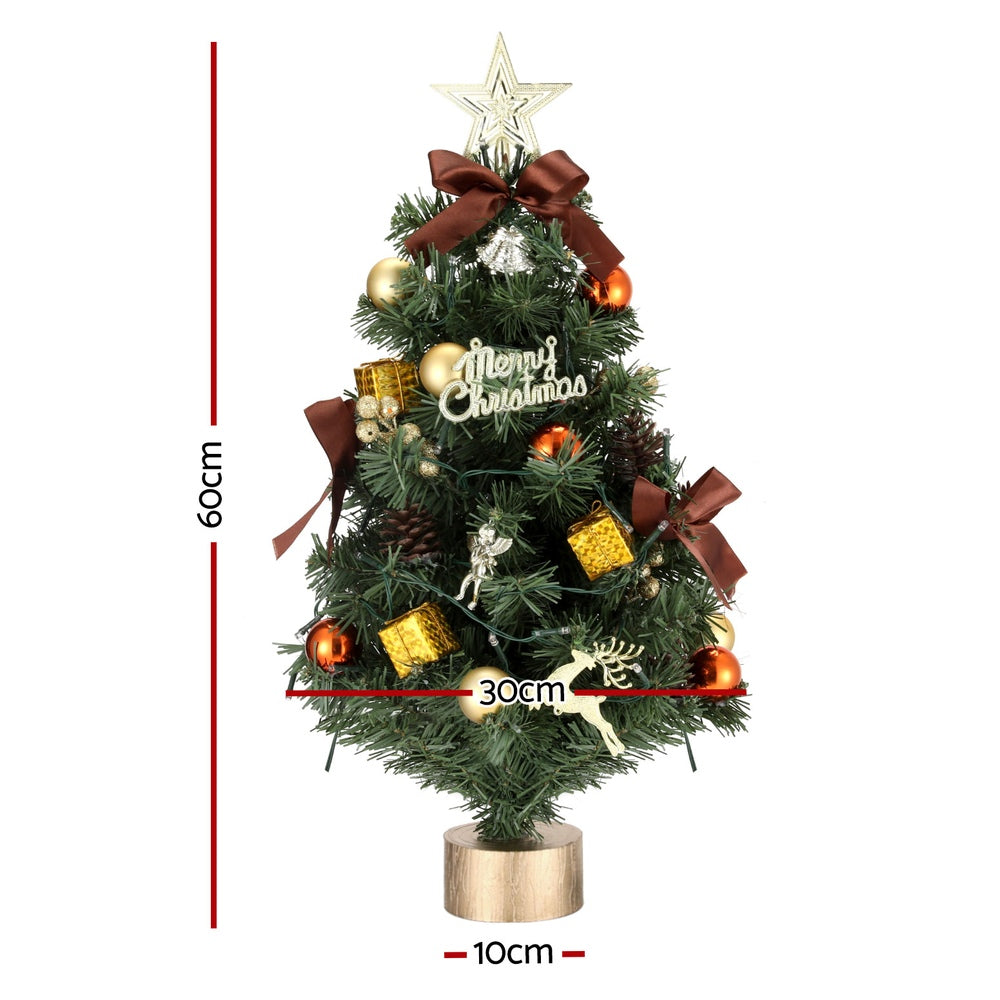 Jingle Jollys Tabletop Christmas Tree 60CM LED Xmas Tree Tree Topper Ornaments