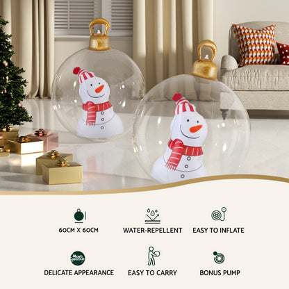 Jingle Jollys Christmas Inflatable Ball 60cm Snowman Decoration Giant Bauble