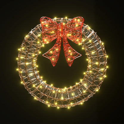 Jingle Jollys Christmas Lights 60cm Motif 160 LED Solar Wreath Xmas Decorations