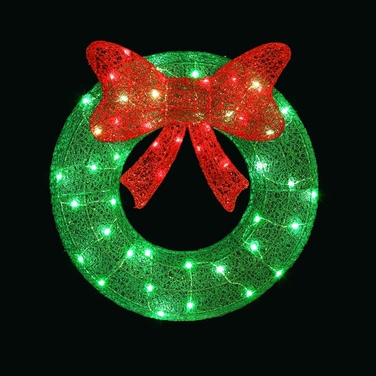 Jingle Jollys Christmas Lights 60cm Motif 50 LED Solar Wreath Xmas Decorations