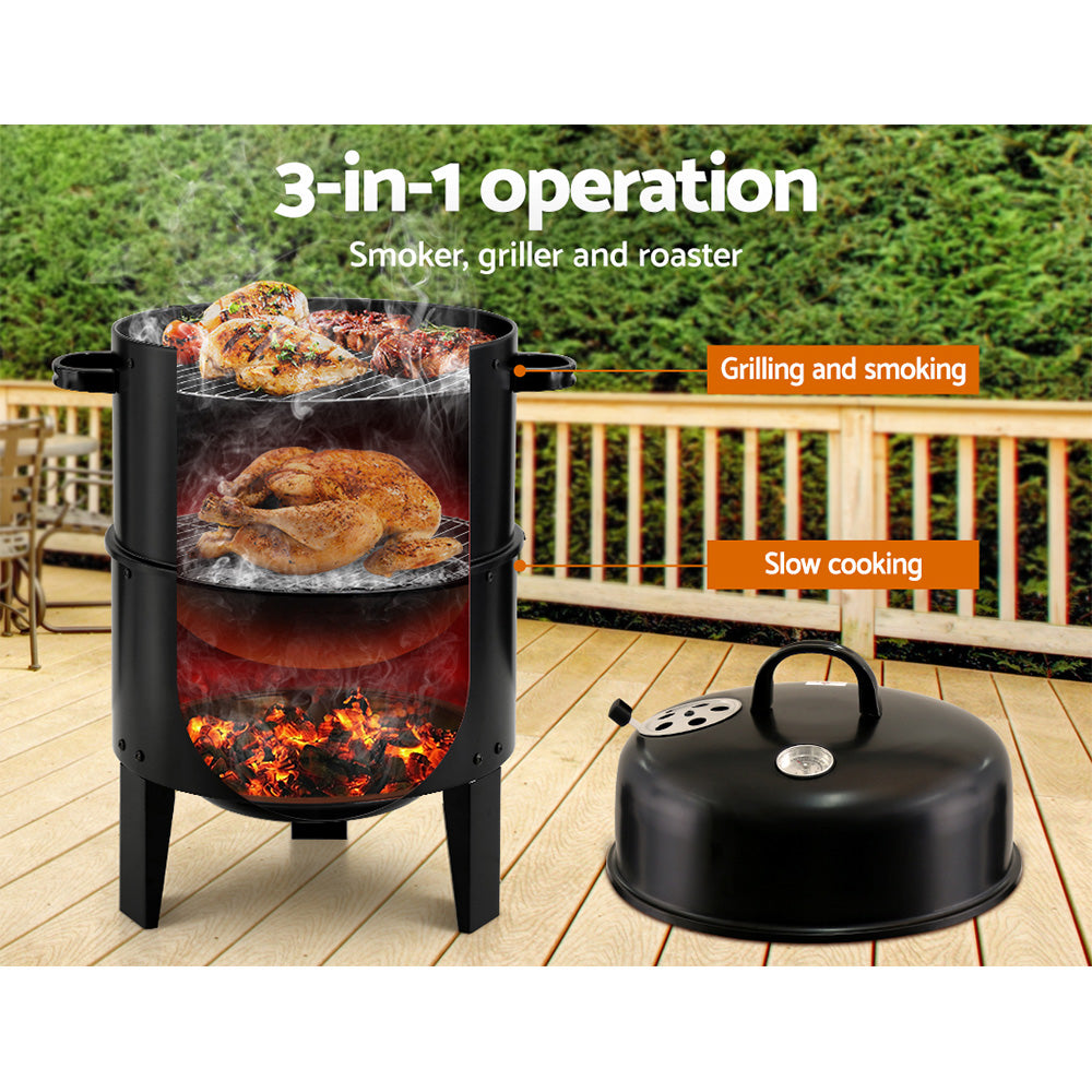 Grillz BBQ Grill 3-In-1 Charcoal Smoker