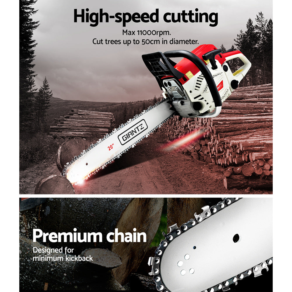 Giantz Chainsaw Petrol 62CC 20" Bar Commercial E-Start Pruning Chain Saw,Giantz Chainsaw Petrol 62CC 20" Bar Commercial E-Start Pruning Chain Saw 4.5HP