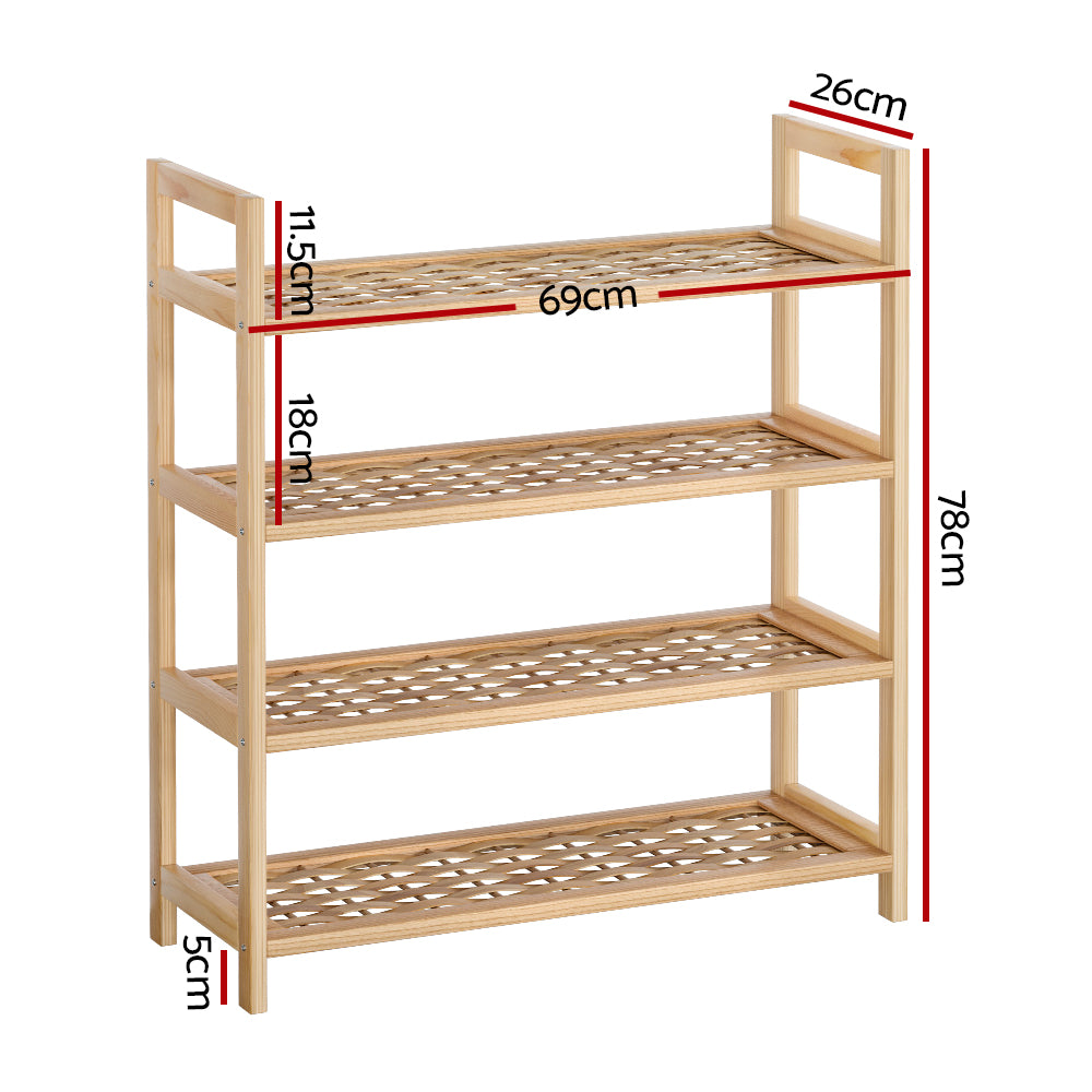 Artiss 4-tier Shoe Rack 12 Pairs Shoe Storage Weaved Shelves