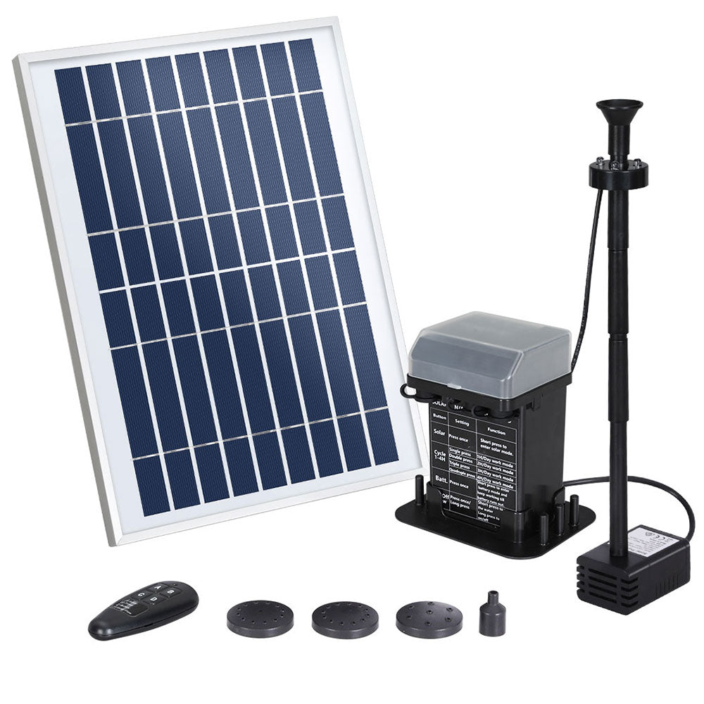 Gardeon Solar Pond Pump Submersible Fountain with Battery Kit LED Lights 5.2FT