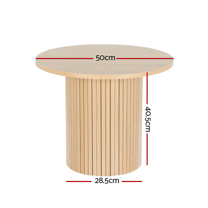 Artiss Coffee Table Round Fluted Base PIIA