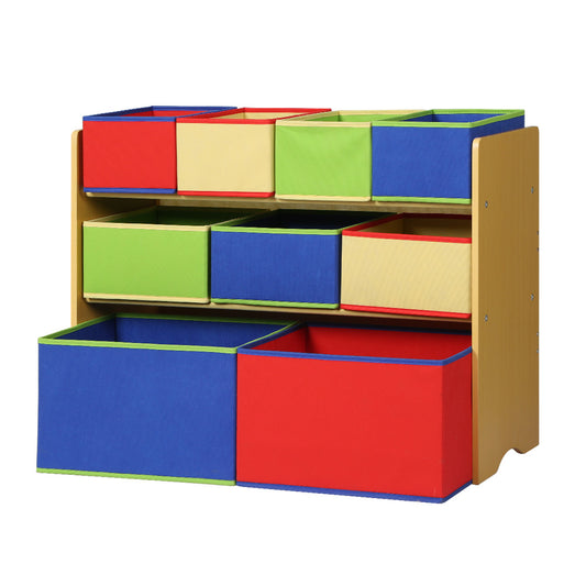 Keezi Kids Toy Box 9 Bins Bookshelf Storage Children Organiser Display 3 Tier