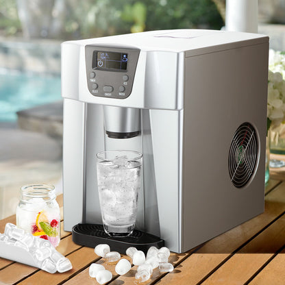 Devanti 2L Portable Ice Cuber Maker & Water Dispenser - Silver