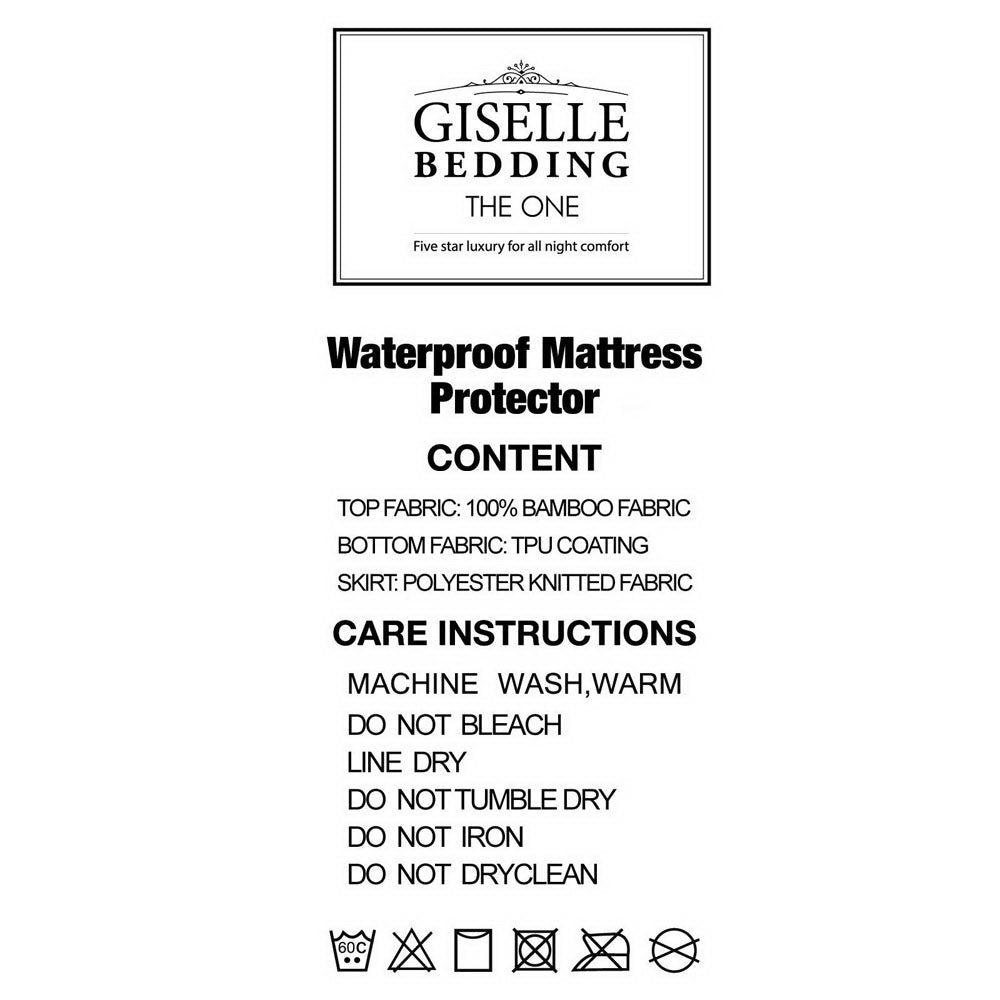 Giselle Bedding Mattress Protector Bamboo Double