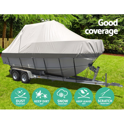 Seamanship Boat Cover 25-27ft Trailerable Jumbo Marine 600D Heavy Duty Grey