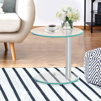 Artiss Coffee Table Round Tempered Glass Side End Beside Tables Cafe 45cm