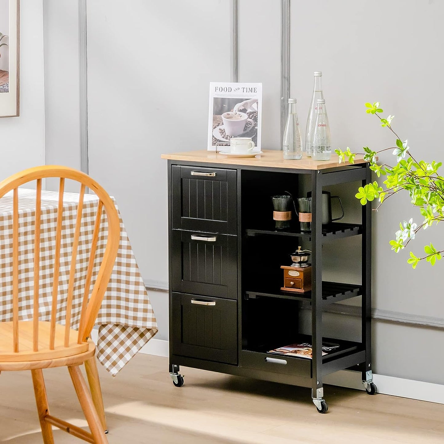 Kitchen Island Cart with Storage, Drawers, Shelves