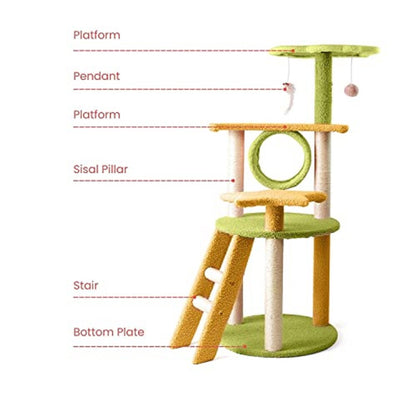 Floofi 101cm Galaxy Plush Cat Condo Cat Tree Yellow Green