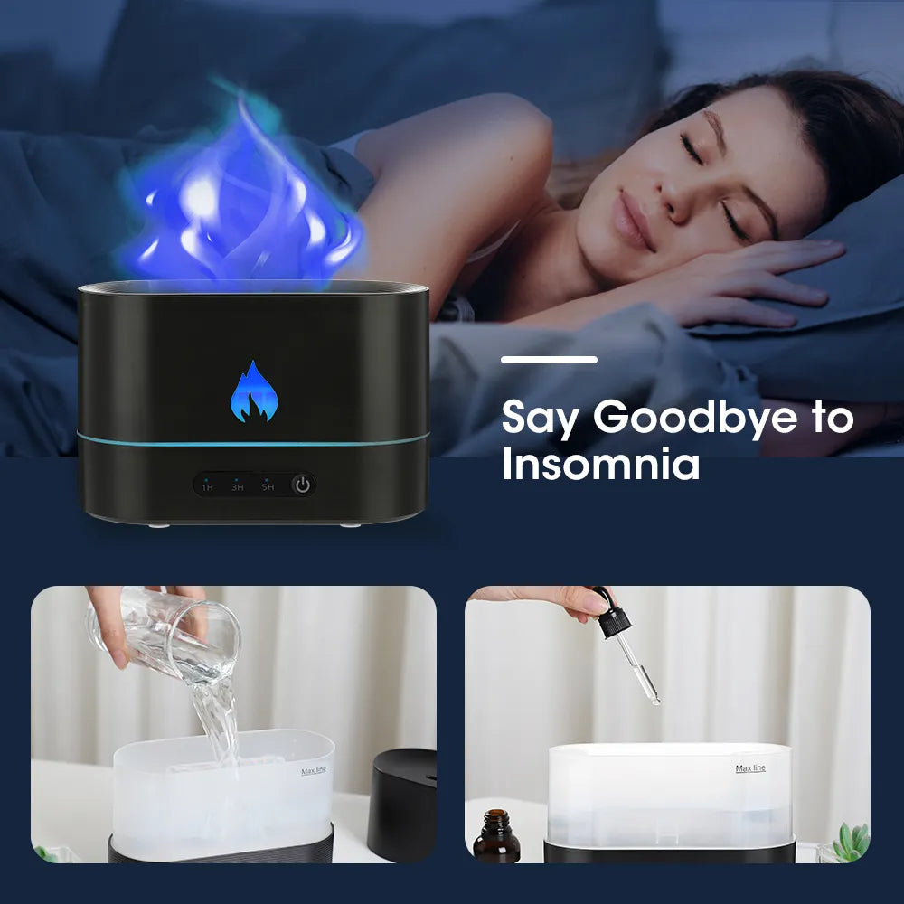 GOMINIMO Flame Humidifier Fire 250ml Black