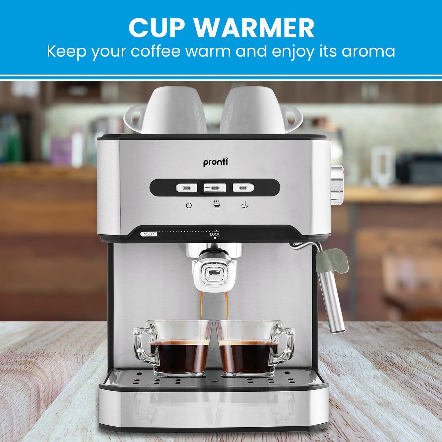 Pronti 1.6L Automatic Coffee Espresso Machine with Steam Frother