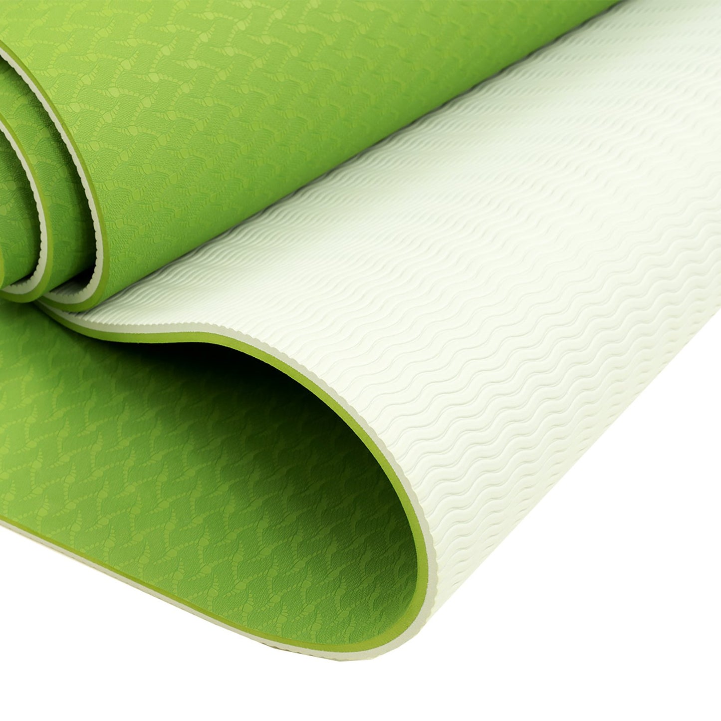 Powertrain Dual Layer 8mm Yoga Mat | Lime Green | Non-slip Surface, And Carry Strap For Ultimate Comfort And Portability