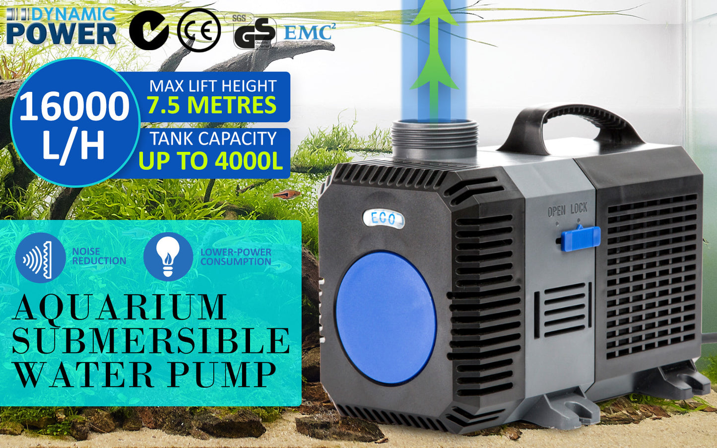 Aquarium Submersible Pond Water Pump 16000L/H