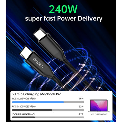 CHOETECH XCC-1035 USB-C M to M PD3.1 240W Super Fast Charging Cable 1M