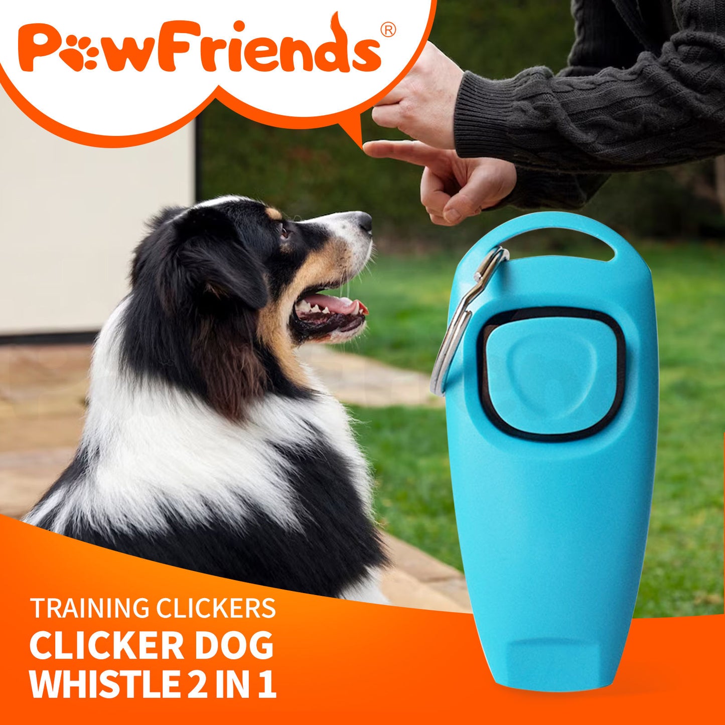 Pawfriends Pet Dog Clicker Puppy Button Click Obedience Recall Whistle Training Keychain AU