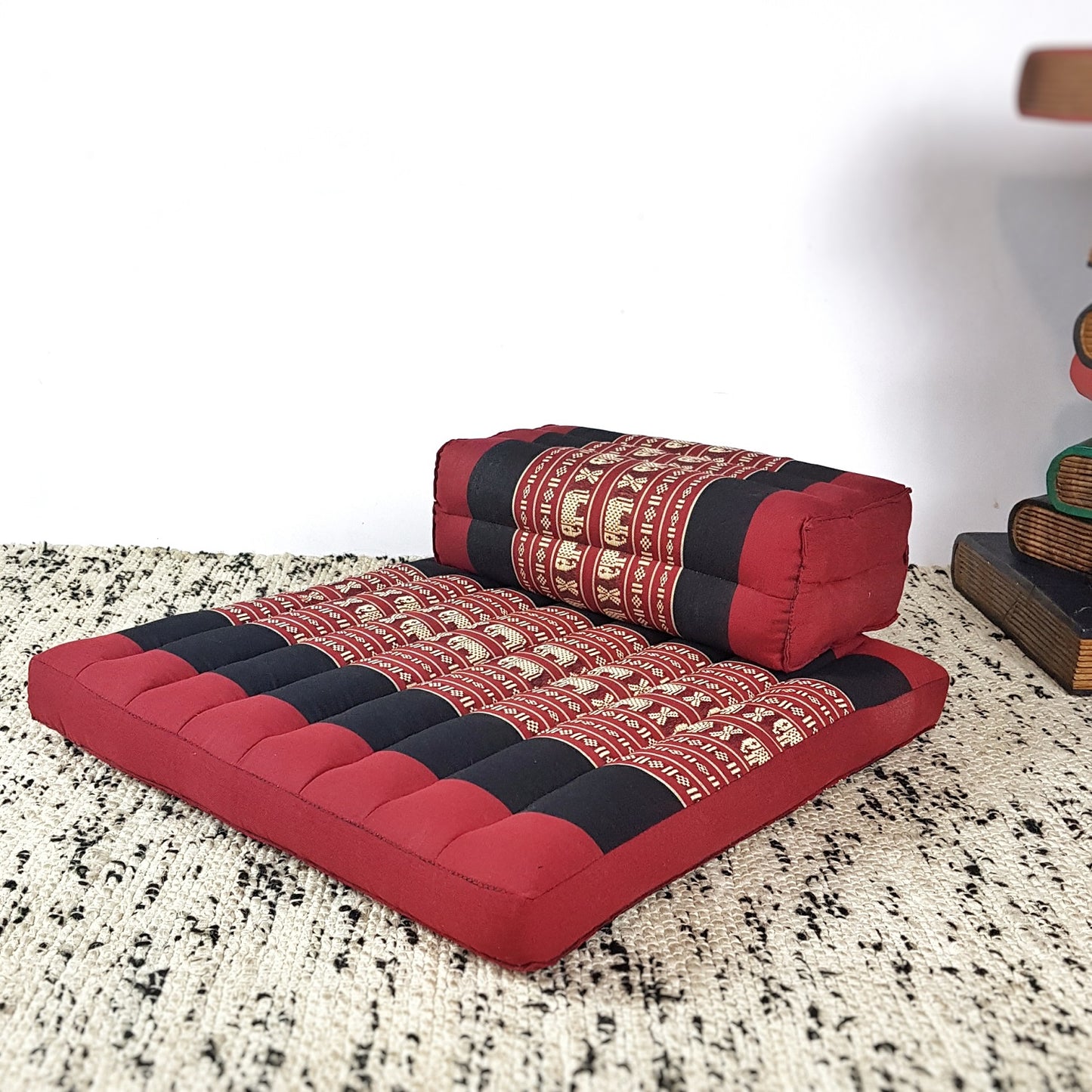 Meditation Cushion + Seating Block Set Red Elephant